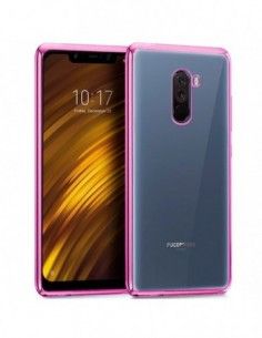 Carcasa TPU transparente Xiaomi Pocophone F1 borde metalizado rosa