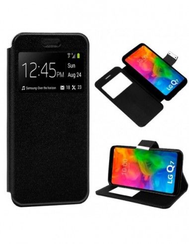 Funda libro soporte TPU LG Q7 negra
