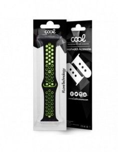 Correa Apple Watch Series 1 / 2 / 3 / 4 / 5 / 6 / SE (42 - 44 mm) deportiva negra y verde 2