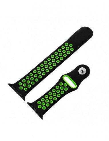 Correa Apple Watch Series 1 / 2 / 3 / 4 / 5 / 6 / SE (42 - 44 mm) deportiva negra y verde