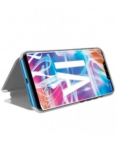 Funda libro soporte Huawei Mate 20 Lite Clear View plata