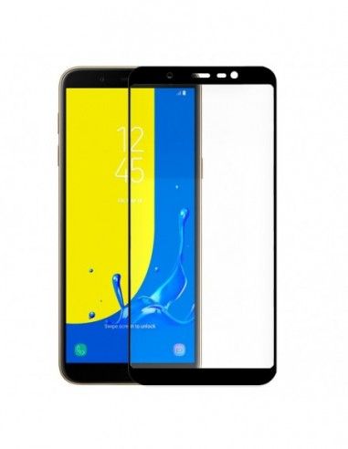 Protector pantalla vidrio templado Samsung J600 Galaxy J6 negro (Pegado total 3D)