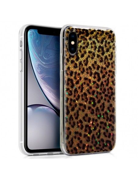 Carcasa TPU iPhone XR Glitter Leopardo