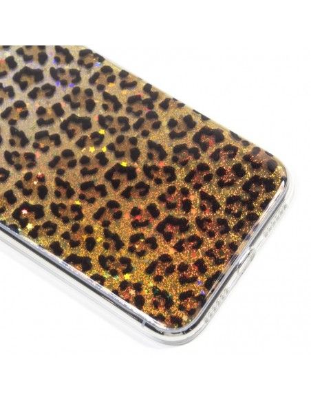 Carcasa TPU iPhone XS Max purpurina diseño Leopardo