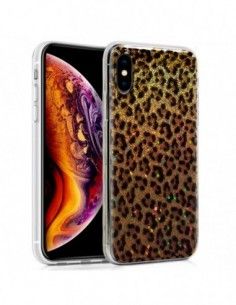 Carcasa TPU iPhone XS Max purpurina diseño Leopardo