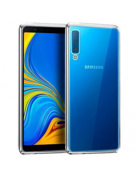 Carcasa TPU Samsung A750 Galaxy A7 borde metalizado plata