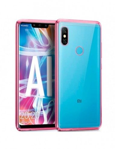 Carcasa TPU transparente Xiaomi Redmi Note 6 Pro borde metalizado rosa cobre