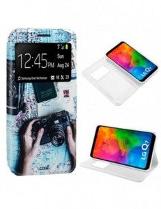 Funda libro soporte TPU LG Q7 diseño Travel