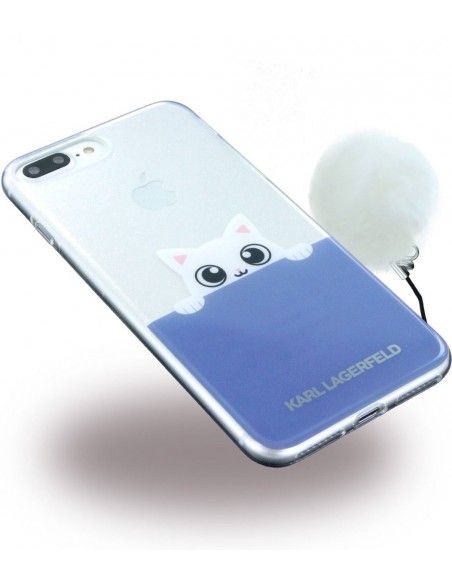 Carcasa TPU purpurina iPhone 7 Plus / 8 Plus licencia Karl Lagerfeld diseño Clear Cat