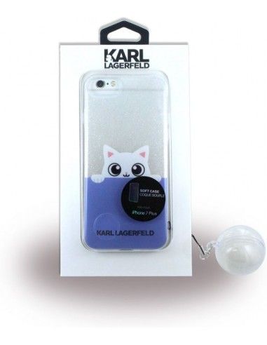 Carcasa TPU purpurina iPhone 7 Plus / 8 Plus licencia Karl Lagerfeld diseño Clear Cat