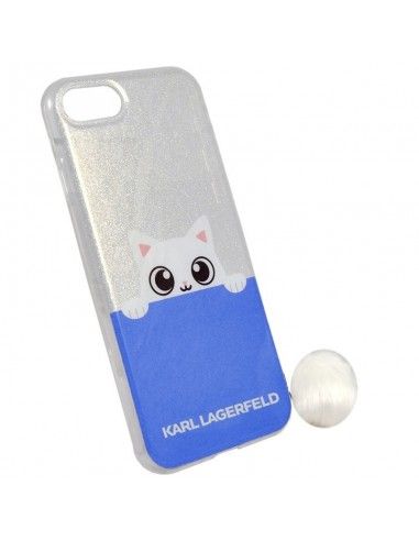 Carcasa TPU purpurina iPhone 7 Plus / 8 Plus licencia Karl Lagerfeld diseño Clear Cat