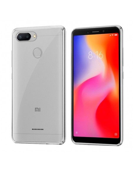 Carcasa TPU transparente Xiaomi Redmi 6 / 6A borde metalizado plata