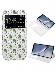 Funda libro soporte TPU iPhone XR diseño Cactus