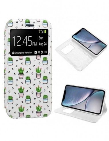 Funda libro soporte TPU iPhone XR diseño Cactus