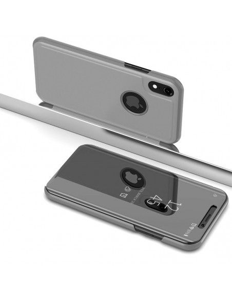 Funda libro soporte iPhone XS Max Clear View plata