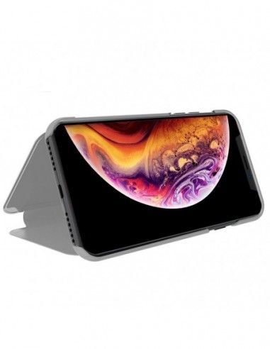 Funda libro soporte iPhone XS Max Clear View plata