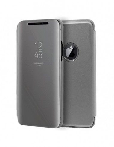 Funda libro soporte iPhone XS Max Clear View plata