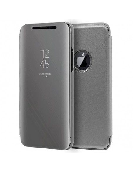 Funda libro soporte iPhone XS Max Clear View plata