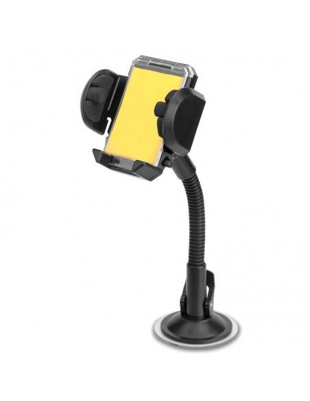 Soporte universal para móvil de brazo largo con ventosa y enganche para rejilla de coche