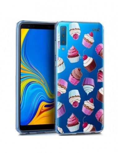 Carcasa TPU transparente Samsung A750 Galaxy A7 Clear diseño CupCake