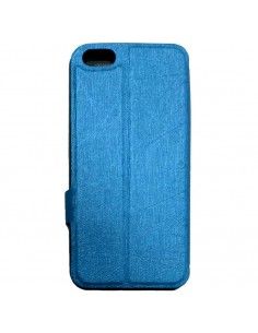 Funda libro soporte TPU iPhone 5C azul hebras 2