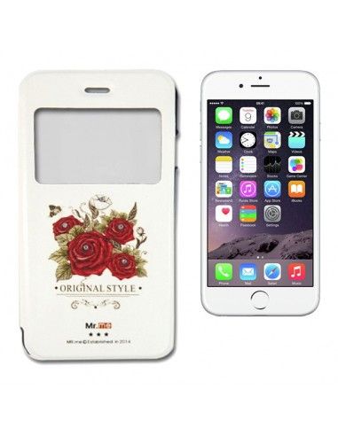 Funda libro iPhone 6 / 6S diseño Mr. Me rosas brillantes