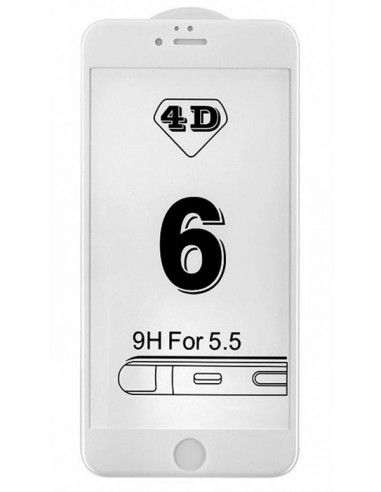 Protector pantalla vidrio templado iPhone 6 Plus / 6s Plus (Full 4D blanco)