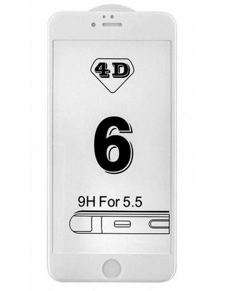 Protector pantalla vidrio templado iPhone 6 Plus / 6s Plus (Full 4D blanco)