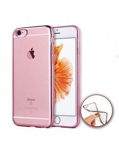 Carcasa TPU iPhone 6 Plus / 6s Plus transparente borde metalizado rosa