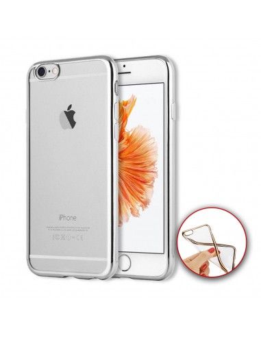 Carcasa TPU iPhone 6 Plus / 6s Plus transparente borde metalizado plata