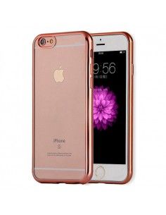 Carcasa TPU transparente iPhone 6 Plus / 6s Plus borde metalizado rosa cobre