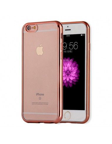 Carcasa TPU transparente iPhone 6 Plus / 6s Plus borde metalizado rosa cobre