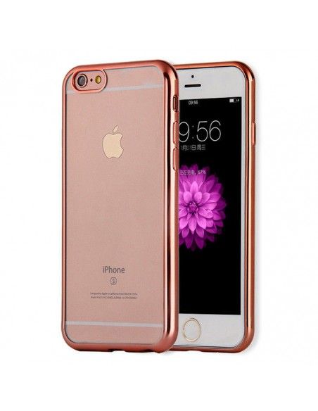 Carcasa TPU transparente iPhone 6 Plus / 6s Plus borde metalizado rosa cobre
