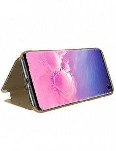 Funda libro soporte Samsung G973 Galaxy S10 Clear View dorada 2