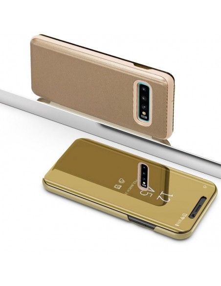Funda libro soporte Samsung G975 Galaxy S10 Plus Clear View dorada