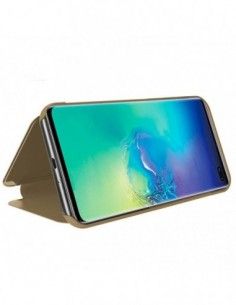 Funda libro soporte Samsung G975 Galaxy S10 Plus Clear View dorada 2