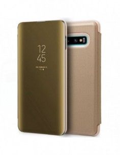 Funda libro soporte Samsung G975 Galaxy S10 Plus Clear View dorada