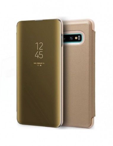 Funda libro soporte Samsung G975 Galaxy S10 Plus Clear View dorada