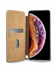 Funda libro soporte TPU iPhone XS Max polipiel marrón 2