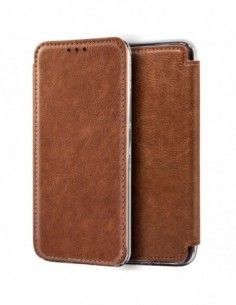 Funda libro soporte TPU iPhone XS Max polipiel marrón