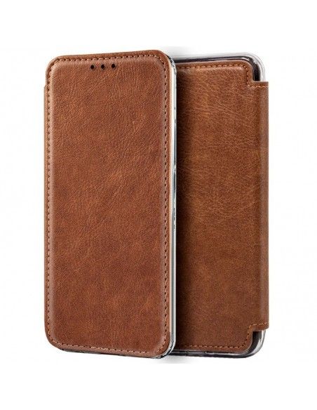 Funda libro soporte TPU iPhone XS Max polipiel marrón