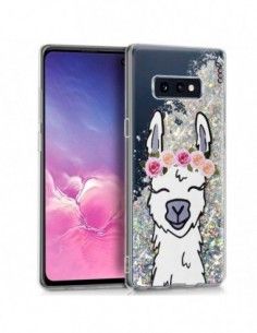 Carcasa TPU gel purpurina Samsung G970 Galaxy S10e diseño Llama