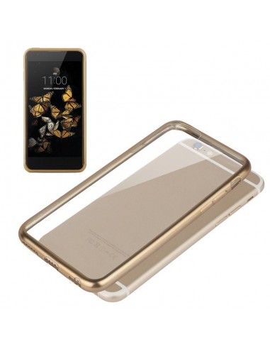 Carcasa TPU LG K8 borde metalizado dorado