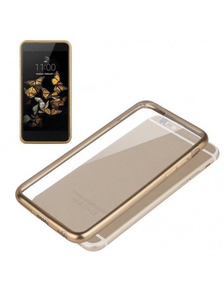 Carcasa TPU LG K8 borde metalizado dorado