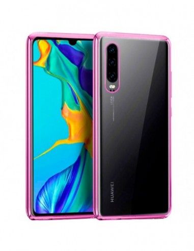 Carcasa TPU Huawei P30 borde metalizado rosa