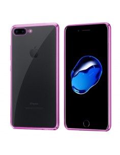 Carcasa TPU iPhone 7 Plus / 8 Plus borde metalizado rosa