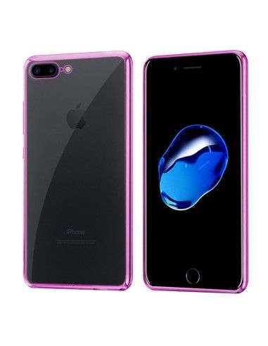 Carcasa TPU iPhone 7 Plus / 8 Plus borde metalizado rosa