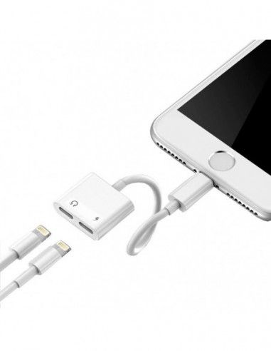 Cable adaptador original Lightning carga y música para iPhone 7 / iPhone 8 / iPhone X / iPad
