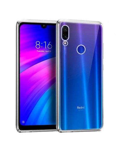 Carcasa TPU transparente Xiaomi Redmi 7 borde metalizado plata