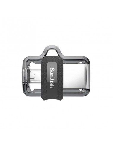 Pen Drive 32GB USB 3.0 microUSB OTG SanDisk Dual Drive retráctil llavero negro transparente
